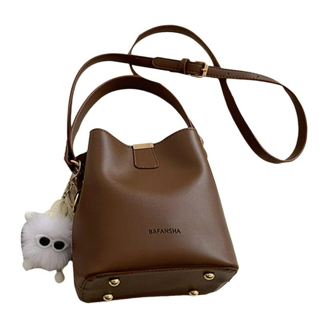 Esquirla Women's Leather Bucket Bag Casual Shoulder Purse for Vacation Commuting Work