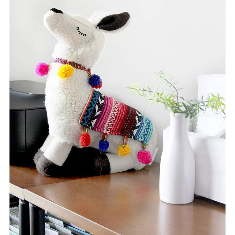 Decorae Plush Llama with Blanket and Pom Poms Stuffed Llama Shaped Decorative Pillow Walmart