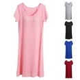 thumbnail image 4 of Ujnder Women's Nightgown Short Sleeve Nightshirts Solid Color Sleepwear Soft Comfy Plus Size Black XXL, 4 of 4