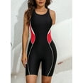 thumbnail image 3 of Sociala Splicing One Piece Athletic Swimsuit for Womens with Knee Length Sport Swimwear, 3 of 5