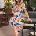 thumbnail image 3 of Naloa Watercolor Teapots Print Womens Summer A-Line Dress with Pockets,Short Sleeve Dresses,Flowy Beach Swing Dress for Vacation Travel, 3 of 6