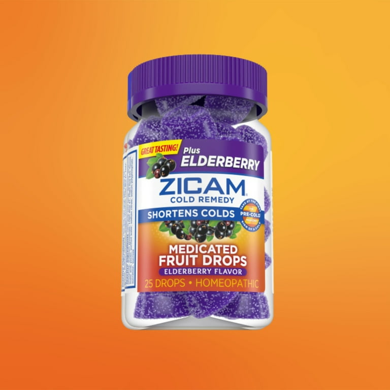 Zicam Cold Remedy Zinc Medicated Fruit Drops, Elderberry