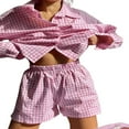 thumbnail image 4 of Ensemble Décontracté 2 Pcs pour Femmes, Chemise à Manches Longues Boutonnée et Shorts Élastiques, 4 of 7
