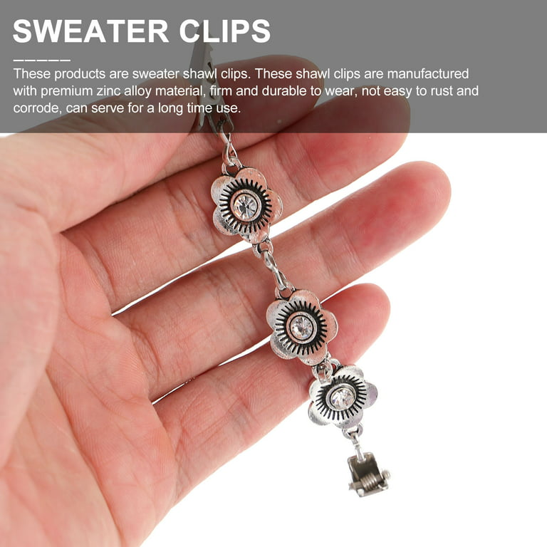 Frcolor 2pcs Vintage Sweater Shawl Clips Cardigan Collar Dresses Clips for Women Ladies, Adult Unisex, Size: 3.15 x 2.36 x 0.39, Silver