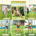 thumbnail image 4 of Metal Swing Sets for Backyard,Heavy-Duty Outdoor Kids Playsets for Playground,Outside Toys with 2 Swings,Trapeze Bar and Basketball Hoop for Aged 3-12, 4 of 11