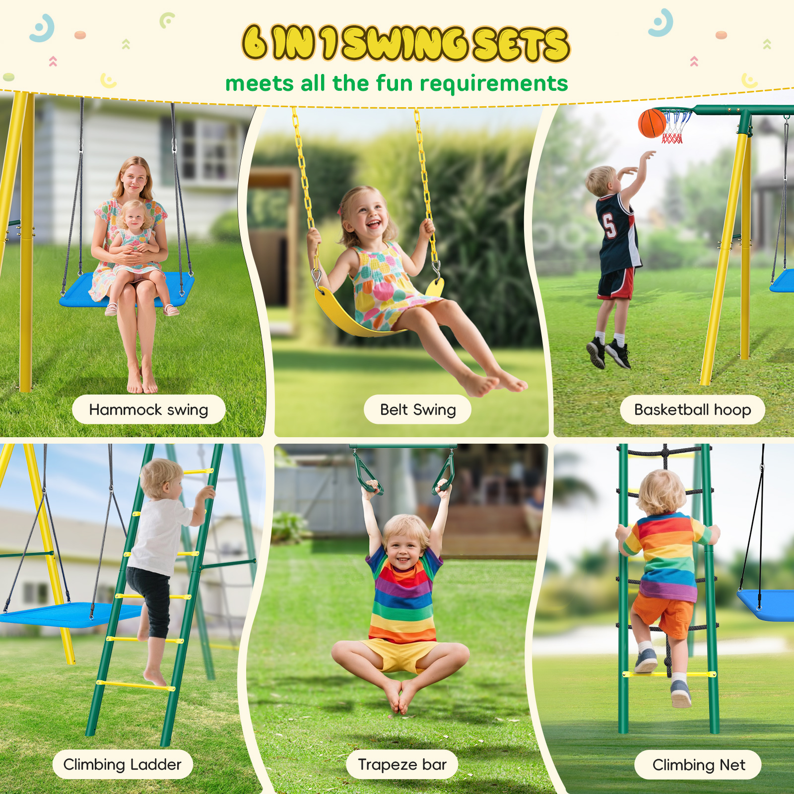 Easoger Swing Set with Climber and Basketball Hoop photo 2
