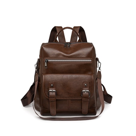 PRIYAL Backpack for Women Men - Vegan Leather Backpack Purse Travel Carry-on Bag Bookbag Work fits Laptop