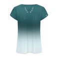 thumbnail image 3 of Petal Sleeve Tops for Women Ring Hole V Neck Eyelet T Shirts Summer Casual Comfy Tshirts Gradient Tunic Tops Blouses, 3 of 4