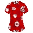 thumbnail image 3 of Tops Para Mujer, Blusa Navideña, Camisas de Moda, Manga Corta, Cuello en V, Uniforme de Trabajo, Estampado Con Bolsillo Odeerbi ODB170886, 3 of 4