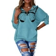 thumbnail image 2 of Franhais Women Zip Up Butterfly Hoodies Long Sleeve Oversized Vintage Sweatshirt Pullover E-Girl 90s Hoodie with Pocket Streetwear, 2 of 5