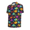 thumbnail image 2 of Balery Colorful Dinosaur Printed Men’s Short Sleeve Polo Shirt, Midweight Men's Shirt,Golf Polo shirts -, 2 of 9