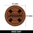 thumbnail image 2 of Lifeguard Lifesaver Buoy 2.5" Faux Leather Round Engraved Iron-On Patch - Brown, 2 of 6