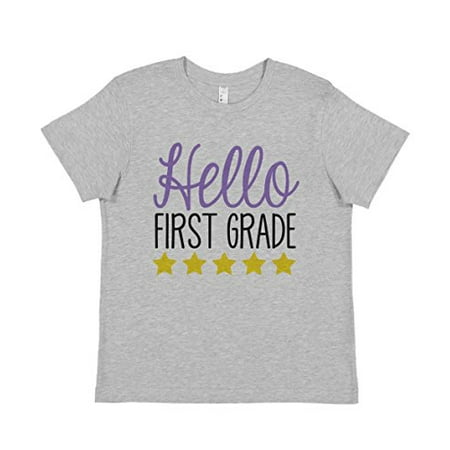 

7 ate 9 Apparel Girl s Hello 1st Grade School Shirt Grey