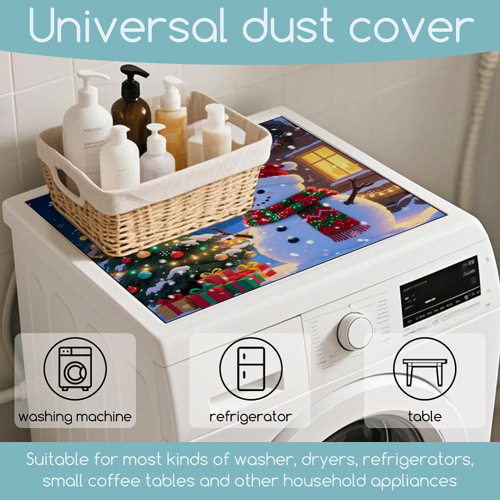 Christmas Snowman Laundry Washer Dryer Dust Cover Mat 23.6x23.6inch Winter Night Washing Machine Top Protector Pads Christmas TreeDIY
