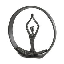 Danya B. Circle Iron Sculpture with Figurine in Yoga Pose – Namaste Spiritual Home Decor Iron Sculpture