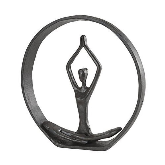 Danya B. Circle Iron Sculpture with Figurine in Yoga Pose – Namaste Spiritual Home Decor Iron Sculpture