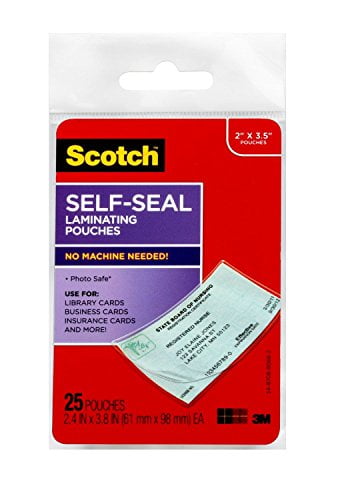 Scotch LS851G Self-Sealing Laminating Pouches 9.5 mil Business Card Size New 2 7/16 x 3 7/8