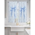 thumbnail image 2 of Cute Bow Bathroom Window Curtain, Blue Bowknot Minimalist Solid Color Light Filtering Coffee Kitchen Curtains, Bedroom Living Room Curtains 2 Panel 84"x63", 2 of 6