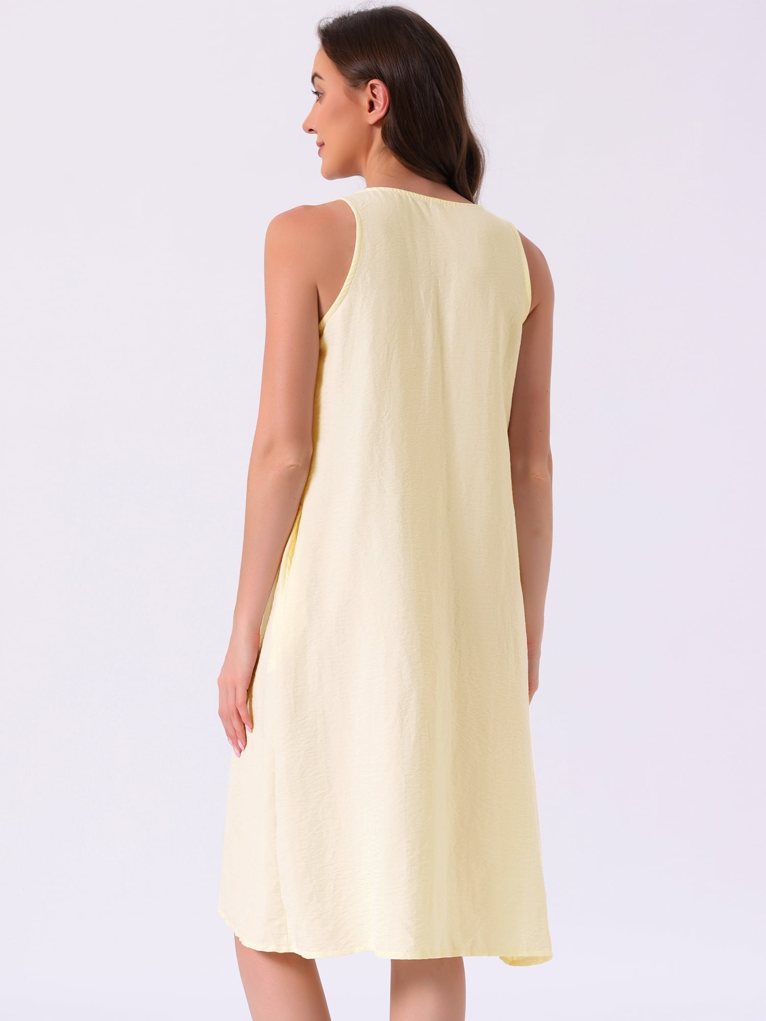 DARING DIVA Women's Tank Sleepshirt Soft Midi Sleeveless Nightgowns S Yellow