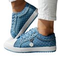 thumbnail image 2 of Domzle Canvas Sneakers for Women Dressy Fashion Lightweight Walking Non-Skid Shoes Slip On Loafers Sneaker Work Casual Shoes Light Blue 39, 2 of 5