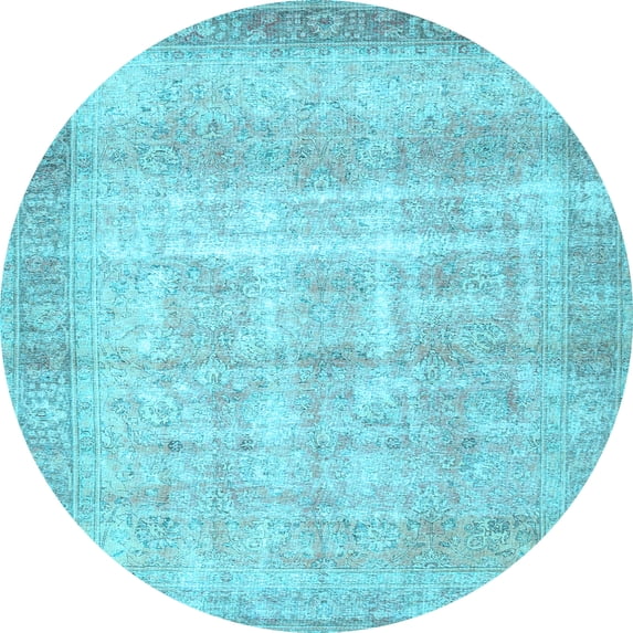 Ahgly Company Indoor Round Persian Light Blue Traditional Area Rugs, 8' Round