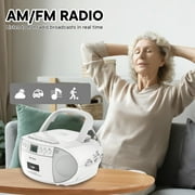 Boombox CD and Cassette Player,Casette Tape Recorder with Remote,AM FM Radio, USB Playback with Earphone Jack, 5.1V Bluetooth Speaker, Battery Operated or AC Powered for Home