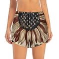 thumbnail image 4 of Lsque USA Sunflower Flag Printed Women's Running Shorts with Liner Pockets,Elastic Quick Dry Workout Athletic Gym Yoga Shorts,Womens High Waist Shorts-Small, 4 of 9