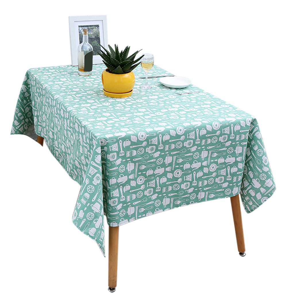 Homeholiday Cotton Linen Fabric Rectangle Tablecloth Kitchenware