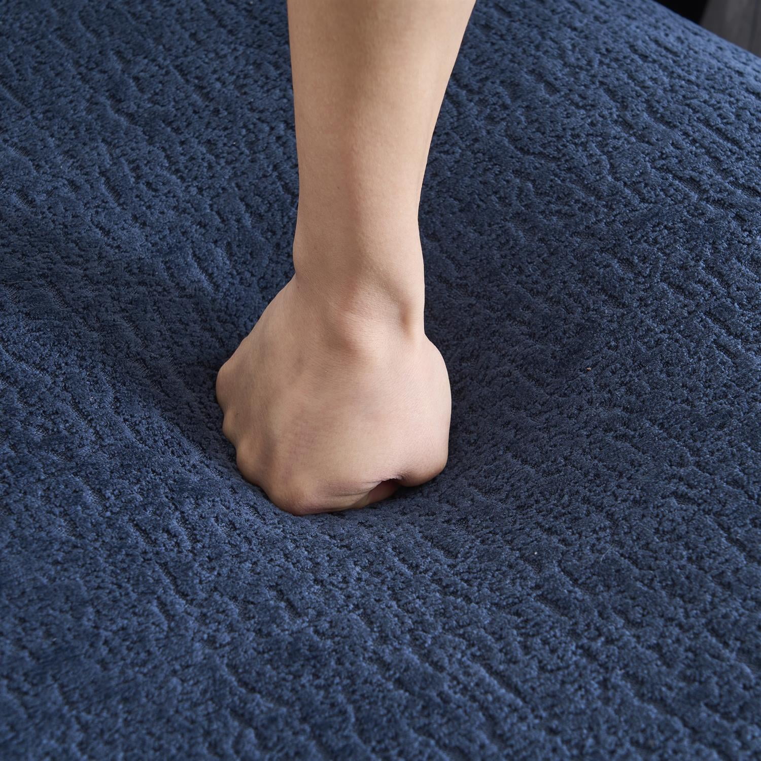 Demi Bonn 98" Cozy L-Shape Sectional Sofa with Curved Chaise, High-Density Foam, Chenille Modular Couch for Living Room, Supports 900 lbs, Blue