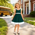 thumbnail image 2 of SUYIDA Girls Striped Colorful Tiered Straps Dress, Playful Printed Festive Design, Cute Party Outfit for Tween Girls, 2 of 4