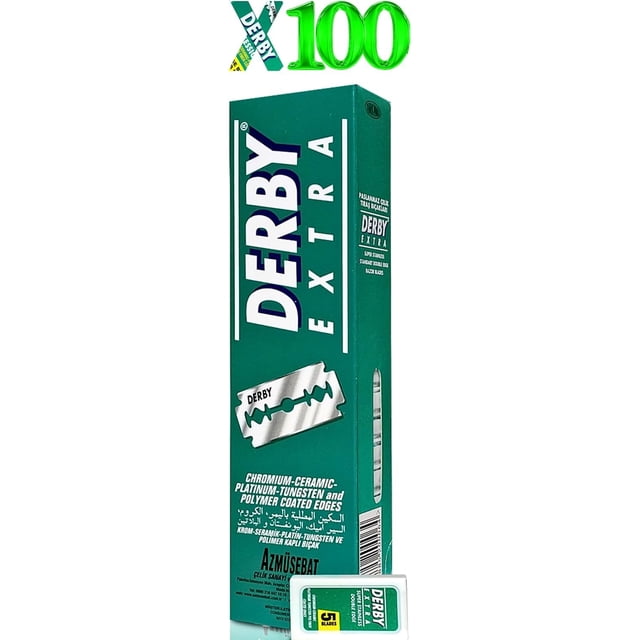 Cuchillas de afeitar Derby de doble filo extra de acero inoxidable, 100 unidades