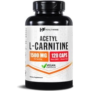 Healthfare Acetyl L-Carnitine 1500mg (ALCAR) | 120 High Potency Vegetarian Capsules | L-Carnitine Supplement for Energy & Wellness Support | Non-GMO, Gluten-Free, Made in USA