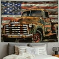 thumbnail image 2 of PRATYUS American Flag Tapestry, Aesthetic American Flag Vintage Old Truck Tapestry for Bedroom Wall Hanging Tapestry Home Decorations for Living Room Bedroom Dorm Decor Painting, 2 of 6