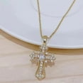 thumbnail image 3 of Gold Plated Zircon Cross Pendant Necklace for Women Religious Jewelry Valentine Gift 18K Gold Plated Chain 1 Piece, 3 of 5