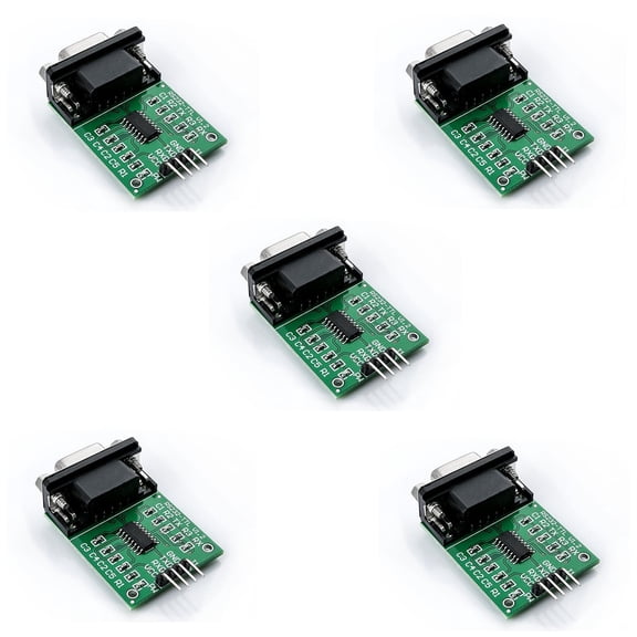 MAX232 SP3232 RS232 to TTL DB9 Female Serial Port Converter Module with LED Indicators 3.3V-5V (Pack of 5)