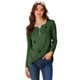 thumbnail image 6 of Yigetop Womens Fall Fashion 2025, Women's Round Neck Long Sleeve Top Printed Casual Loose T Shirt Long Sleeve Tops for Women Green S, 6 of 9