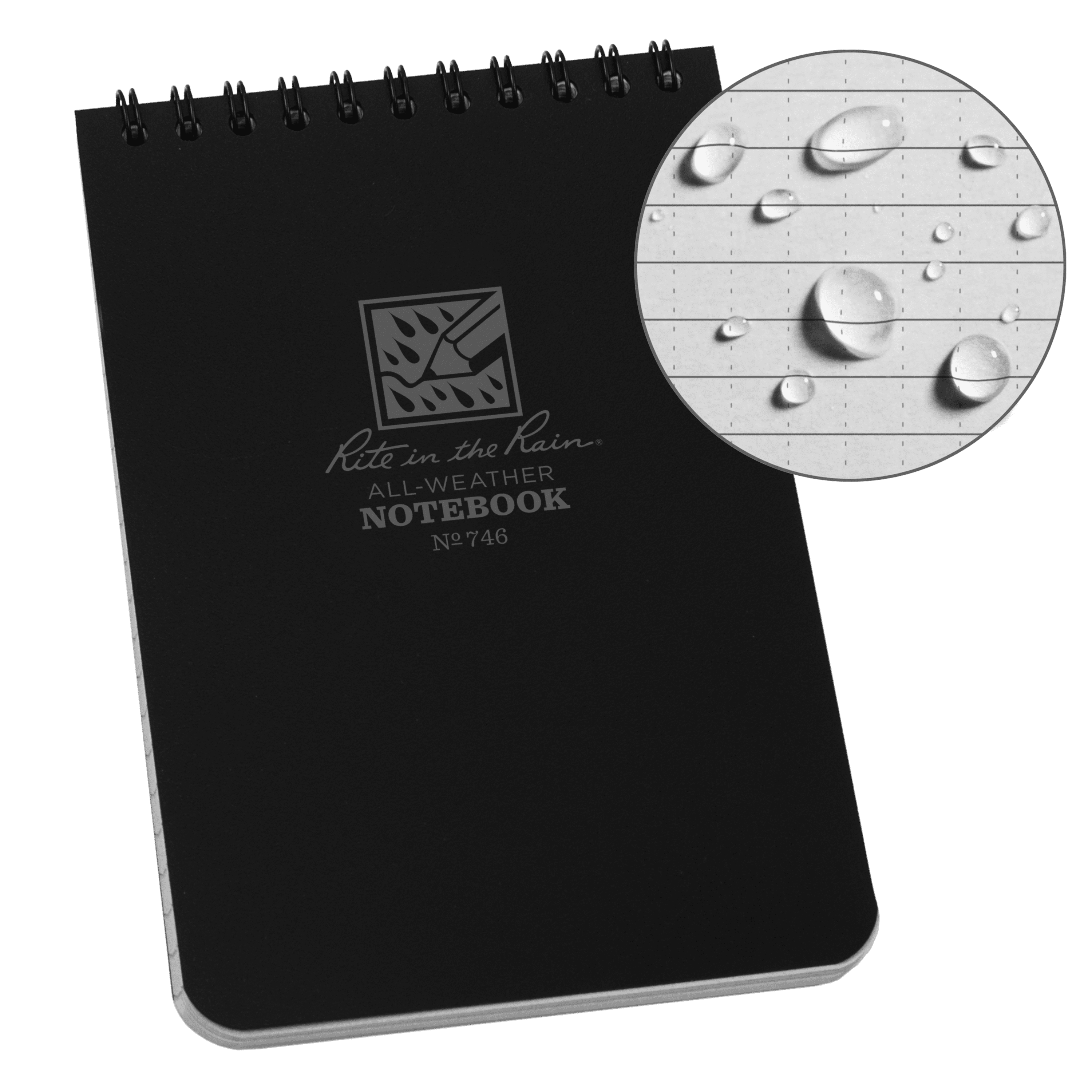 Rite in the Rain 4 5/8” X 7” Waterproof Pocket Notepad Notebook Black R-773 NEW 
