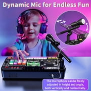JoyStone Kids DJ Mixer Toy with Bluetooth, Turntable, Piano Keys & Microphone, Light-Up DJ Controller Board for Toddlers & Beginners, Musical Instrument Toy Gift for Ages 3-8, Black