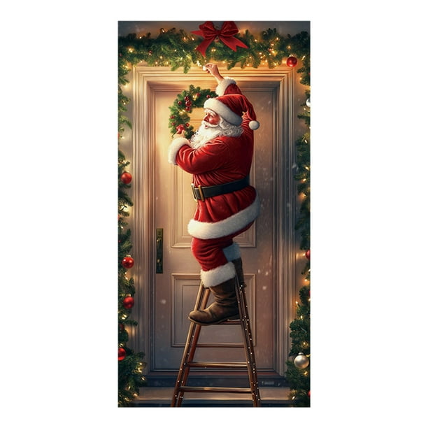 Adornos navideños, adornos navideños, regalos navideños, pegatinas navideñas para puerta, tela colgante, decoración para fiestas navideñas, tela de fondo para puerta de habitación con tapiz, cortina d