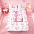 thumbnail image 5 of meiyoeat Pink Bowknot Full Size Sheets For Girls,Coquette Bowtie Monogrammed L Print Bed Sheets For Kids,4pcs, 5 of 6