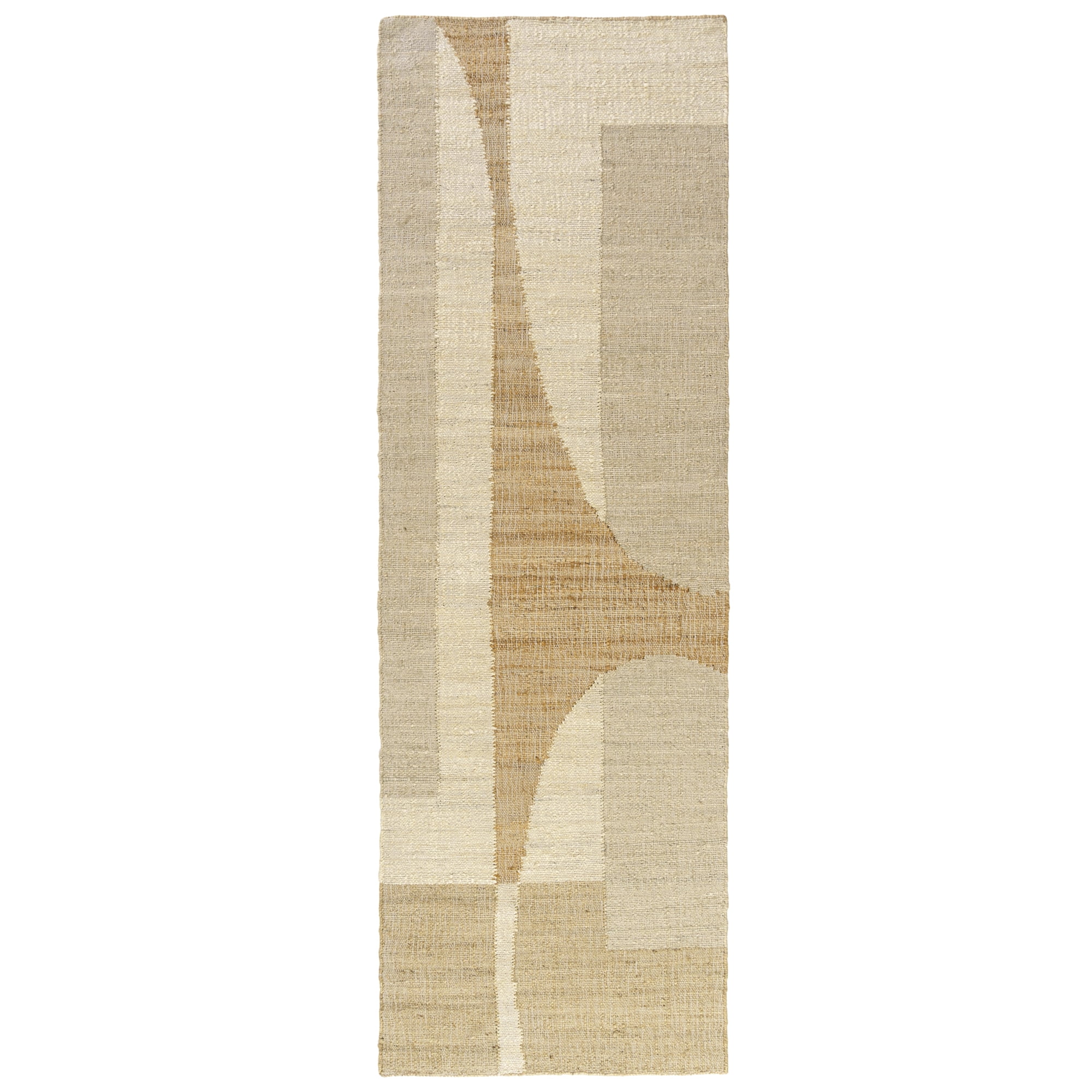 Ox Bay Chelsea Abstract Modern Hand-Woven Jute Indoor Runner Rug, Natural/Ivory, 2'6" x 8'