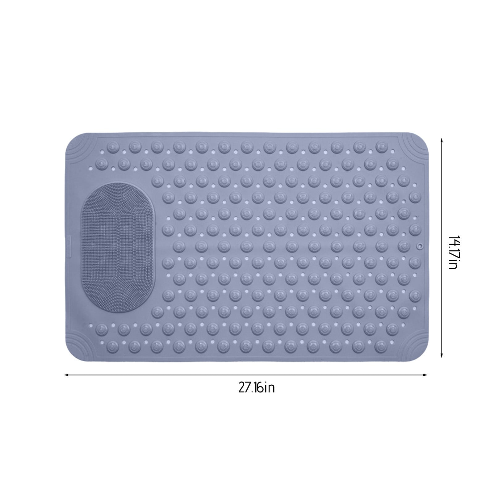Mecorevxz Bathtub and Shower Mats, Extra Long Non-slip Bath Mat 27.16x14.17 Inch,Washable Bath Tub Mat with Suction Cups & Holes for Bathroom,Gray