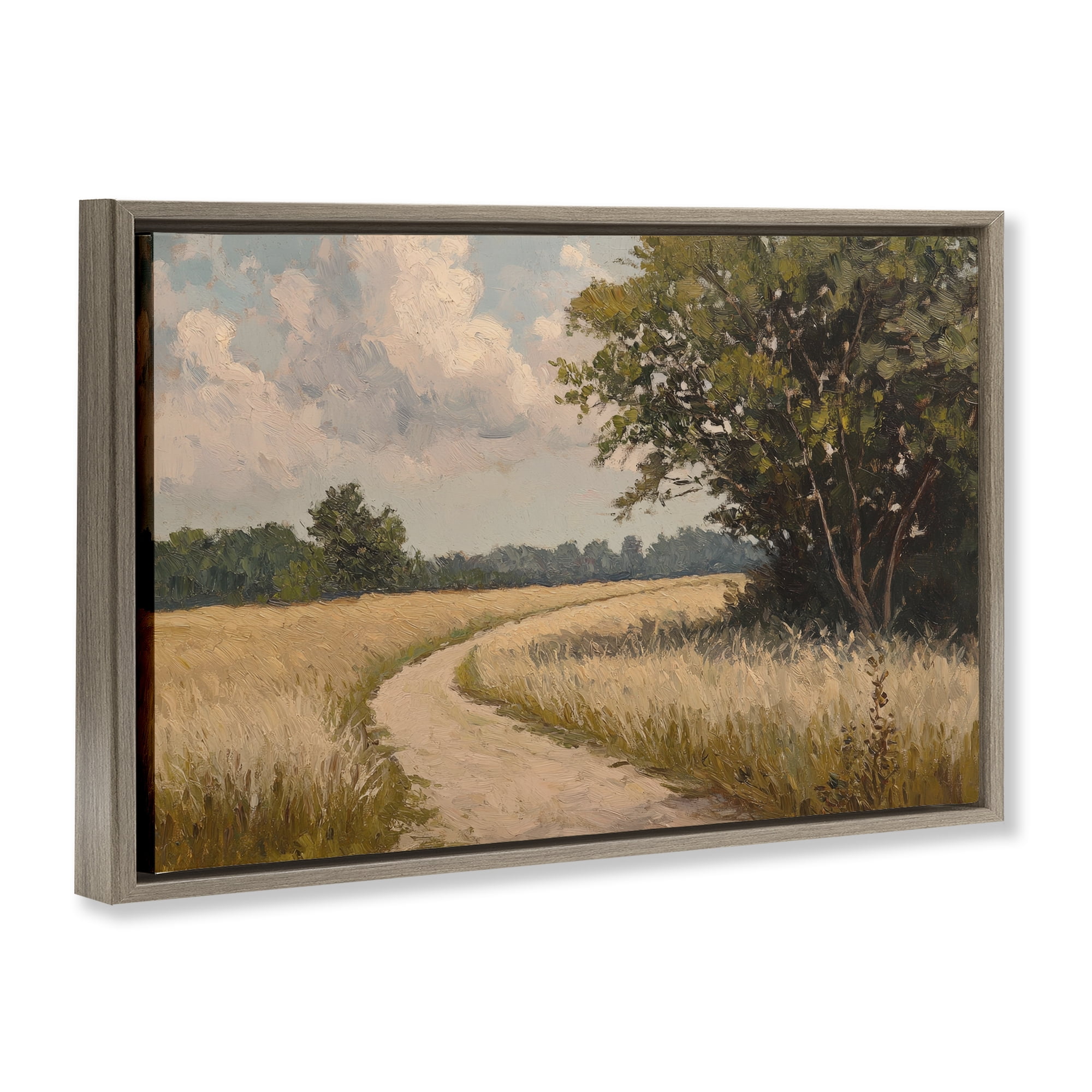 Stupell Industries Peaceful Thinking Path Brown Framed Floater Canvas Wall Art, design by Petal Prints Design