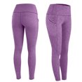 thumbnail image 4 of Twczz Girls Yoga Leggings with Pockets- Full Length Tummy Control High Waist Stretch Athletic Workout Pants Purple Size 12 Years, 4 of 9