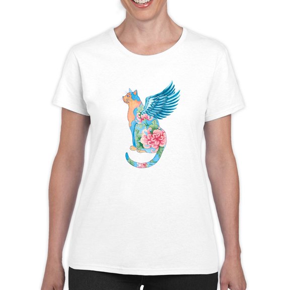 Artshine Cat Angel I T-Shirt Women -Gabby Malpas Designs, Female Large