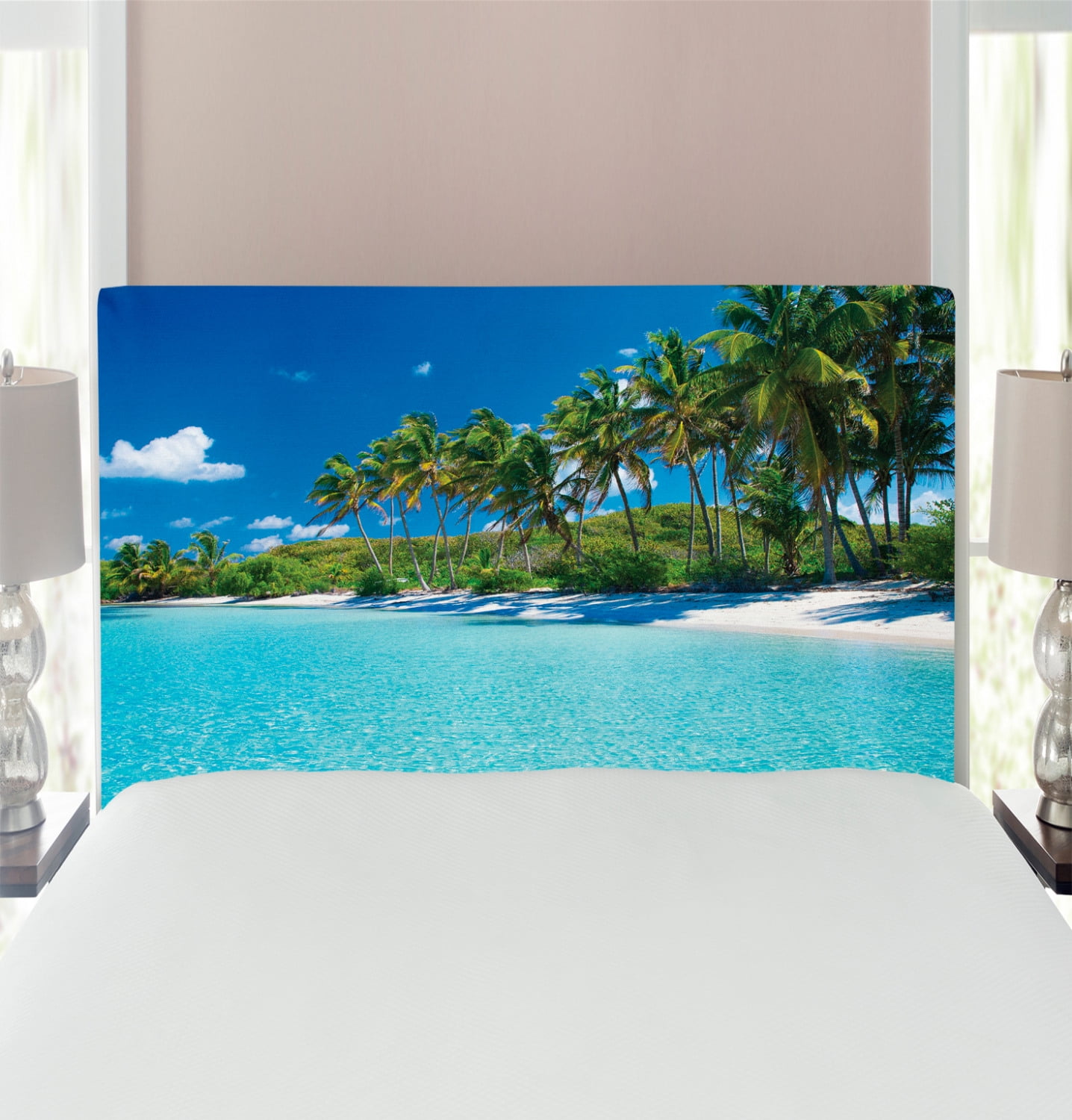 Ocean Headboard, Relaxing Beach Resort Spa Palm Trees and Sea Exotic ...