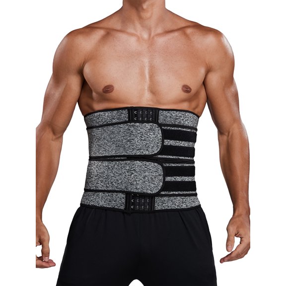 VASLANDA Sauna Waist Trimmer Belt, Wide Men Workout Waist Trainer, Sweat AB Belt with Adjustable Double Straps, Weight Loss Back Support Neoprene Snug Fit Belly Belt