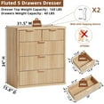 thumbnail image 2 of LELELINKY Modern Fluted 5 Drawers Curved Profile Wood Dresser 34 Inch Tall Natural, 2 of 7