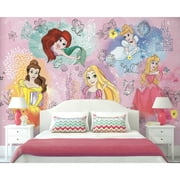 RoomMates Disney Princess Peel and Stick Wall Mural, Pink and Yellow