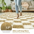 thumbnail image 4 of CozyDesg Shag Area Rugs, 8'x10' Soft Fluffy Floor Rugs Checkered Carpet，Washable Area Rugs for Living Room Bedroom Decor,Beige & White, 4 of 7